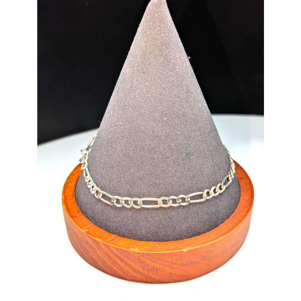 925 Italy Sterling Silver Figaro Chain Link Bracelet